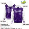 Custom Purple White Raglan Sleeves Varsity Full-Snap Letterman Two Tone Jacket Hoodie