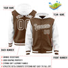 Custom Light Brown White Raglan Sleeves Varsity Full-Snap Letterman Two Tone Jacket Hoodie