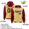 Custom Khaki Crimson Raglan Sleeves Varsity Full-Snap Letterman Two Tone Jacket Hoodie