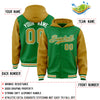 Custom Kelly Green Old Gold Raglan Sleeves Varsity Full-Snap Letterman Two Tone Jacket Hoodie