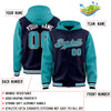 Custom Navy Aqua Raglan Sleeves Varsity Full-Snap Letterman Two Tone Jacket Hoodie