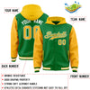 Custom Kelly Green Gold Raglan Sleeves Varsity Full-Snap Letterman Two Tone Jacket Hoodie