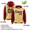 Custom Khaki Crimson Raglan Sleeves Varsity Full-Snap Letterman Two Tone Jacket Hoodie