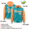 Custom Aqua Orange Raglan Sleeves Varsity Full-Snap Letterman Two Tone Jacket Hoodie