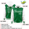 Custom Kelly Green White Raglan Sleeves Varsity Full-Snap Letterman Two Tone Jacket Hoodie