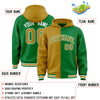 Custom Old Gold Kelly Green Split Fashion Varsity Full-Snap Letterman Two Tone Jacket Hoodie