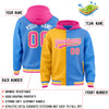Custom Gold Powder Blue Split Fashion Varsity Full-Snap Letterman Two Tone Jacket Hoodie