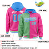 Custom Green Pink Split Fashion Varsity Full-Snap Letterman Two Tone Jacket Hoodie