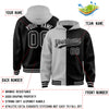 Custom Gray Black Split Fashion Varsity Full-Snap Letterman Two Tone Jacket Hoodie