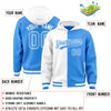 Custom White Powder Blue Split Fashion Varsity Full-Snap Letterman Two Tone Jacket Hoodie