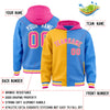 Custom Gold Powder Blue Split Fashion Varsity Full-Snap Letterman Two Tone Jacket Hoodie