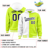 Custom White Neon Green Split Fashion Varsity Full-Snap Letterman Two Tone Jacket Hoodie