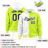 Custom White Neon Green Split Fashion Varsity Full-Snap Letterman Two Tone Jacket Hoodie