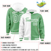 Custom White Green Split Fashion Varsity Full-Snap Letterman Two Tone Jacket Hoodie