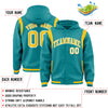 Custom Aqua Gold Varsity Full-Snap Letterman Shoulder Color Block Jacket Hoodie