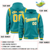 Custom Aqua Gold Varsity Full-Snap Letterman Shoulder Color Block Jacket Hoodie