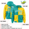 Custom Aqua Gold Varsity Full-Snap Four Squares Color Block Letterman Jacket Hoodie