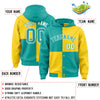 Custom Aqua Gold Varsity Full-Snap Four Squares Color Block Letterman Jacket Hoodie