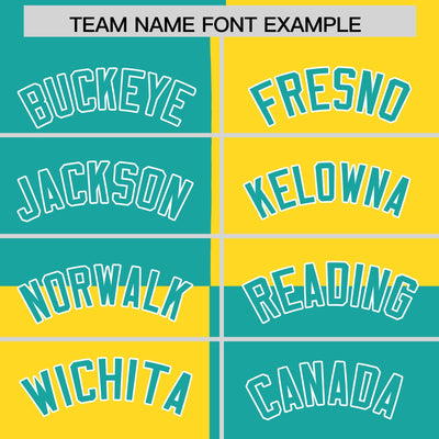 Custom Aqua Gold Varsity Full-Snap Four Squares Color Block Letterman Jacket Hoodie