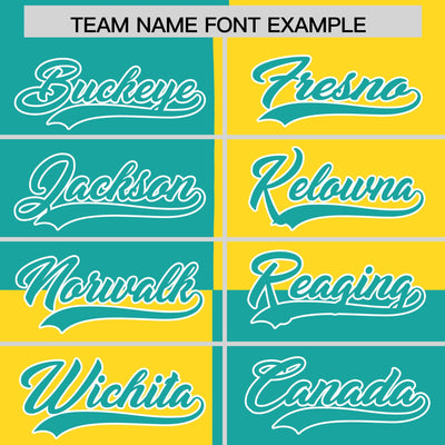 Custom Aqua Gold Varsity Full-Snap Four Squares Color Block Letterman Jacket Hoodie