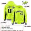 Custom Neon Green Navy Color Block Varsity Full-Snap Letterman Jacket Hoodie