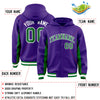 Custom Purple Kelly Green Color Block Varsity Full-Snap Letterman Jacket Hoodie