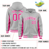 Custom Gray Pink Color Block Varsity Full-Snap Letterman Jacket Hoodie