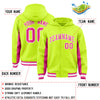 Custom Neon Green Pink Color Block Varsity Full-Snap Letterman Jacket Hoodie