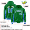 Custom Kelly Green Powder Blue Color Block Varsity Full-Snap Letterman Jacket Hoodie