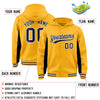 Custom Gold Navy Color Block Varsity Full-Snap Letterman Jacket Hoodie