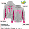 Custom Gray Pink Color Block Varsity Full-Snap Letterman Jacket Hoodie