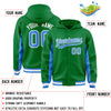 Custom Kelly Green Powder Blue Color Block Varsity Full-Snap Letterman Jacket Hoodie