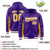 Custom Purple Gold Color Block Varsity Full-Snap Letterman Jacket Hoodie