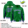 Custom Kelly Green Royal Color Block Varsity Full-Snap Letterman Jacket Hoodie