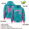 Custom Aqua Pink Color Block Varsity Full-Snap Letterman Jacket Hoodie