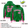 Custom Kelly Green Pink Color Block Varsity Full-Snap Letterman Jacket Hoodie