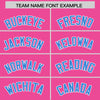 Custom Pink Powder Blue Color Block Varsity Full-Snap Letterman Jacket Hoodie