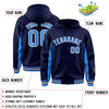 Custom Navy Powder Blue Color Block Varsity Full-Snap Letterman Jacket Hoodie