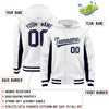 Custom White Navy Color Block Varsity Full-Snap Letterman Jacket Hoodie