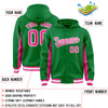 Custom Kelly Green Pink Color Block Varsity Full-Snap Letterman Jacket Hoodie