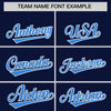Custom Navy Powder Blue Color Block Varsity Full-Snap Letterman Jacket Hoodie