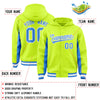 Custom Neon Green Powder Blue Color Block Varsity Full-Snap Letterman Jacket Hoodie