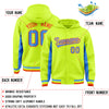 Custom Neon Green Powder Blue Color Block Varsity Full-Snap Letterman Jacket Hoodie