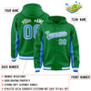 Custom Kelly Green Powder Blue Color Block Varsity Full-Snap Letterman Jacket Hoodie