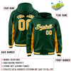 Custom Green Gold Color Block Varsity Full-Snap Letterman Jacket Hoodie