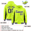 Custom Neon Green Navy Color Block Varsity Full-Snap Letterman Jacket Hoodie
