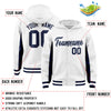Custom White Navy Color Block Varsity Full-Snap Letterman Jacket Hoodie