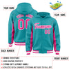 Custom Aqua Pink Color Block Varsity Full-Snap Letterman Jacket Hoodie