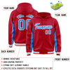 Custom Red Powder Blue Color Block Varsity Full-Snap Letterman Jacket Hoodie