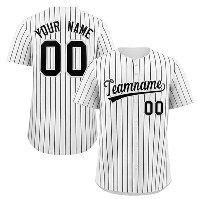 Custom White Black Stripe Fashion Authentic Baseball Jersey